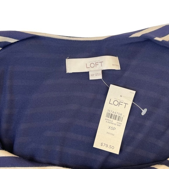 NWT Women's Loft Striped Tiered Navy Ivory Tank Dress Nautical Summer Dress XSP - Picture 4 of 7
